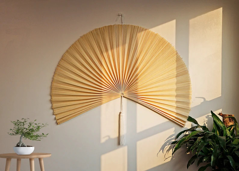 Wall-mounted bamboo fan decoration